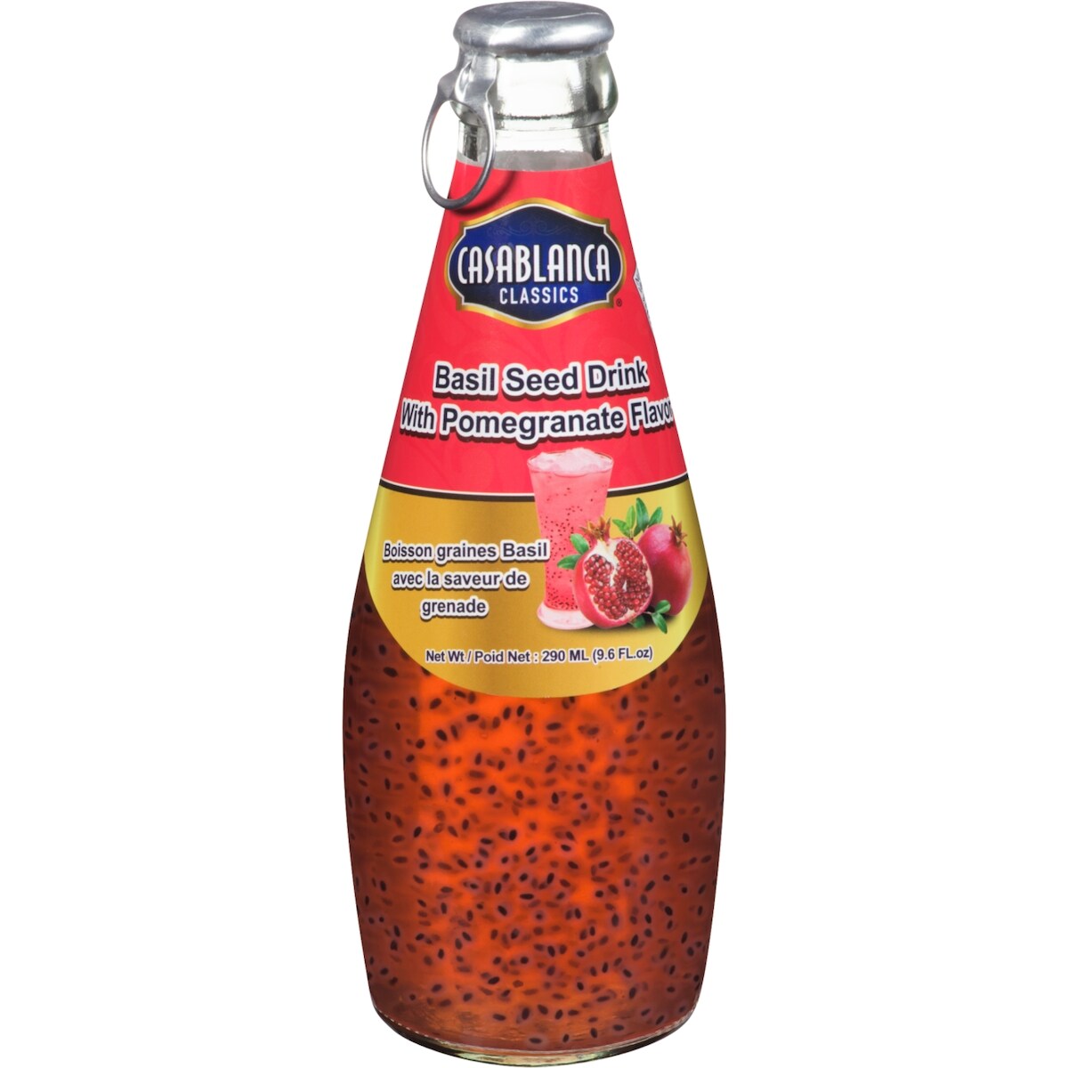 Boisson aux graines de basilic, saveur de grenade