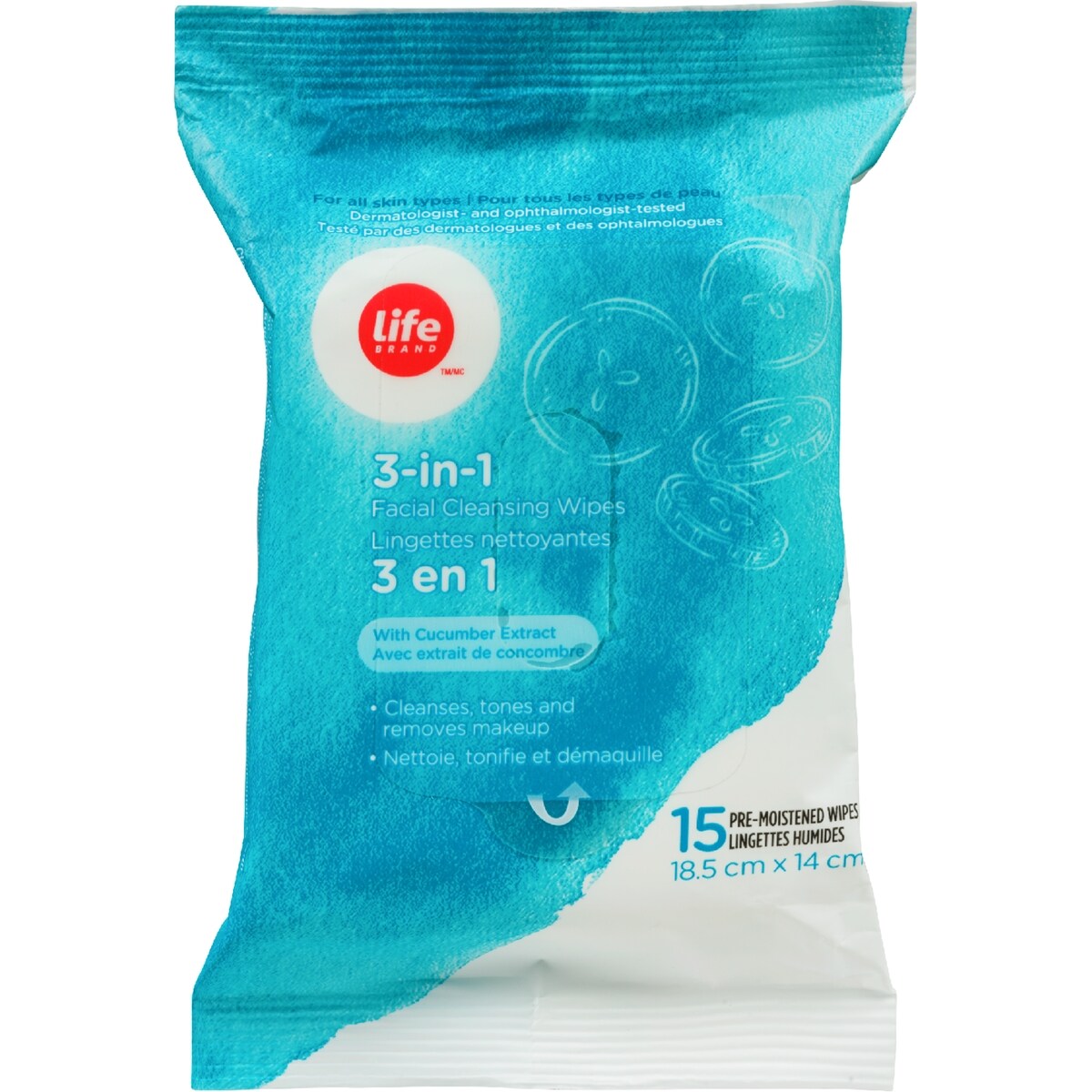 Lingettes nettoyantes 3-en-1 pour le visage, extrait de concombre