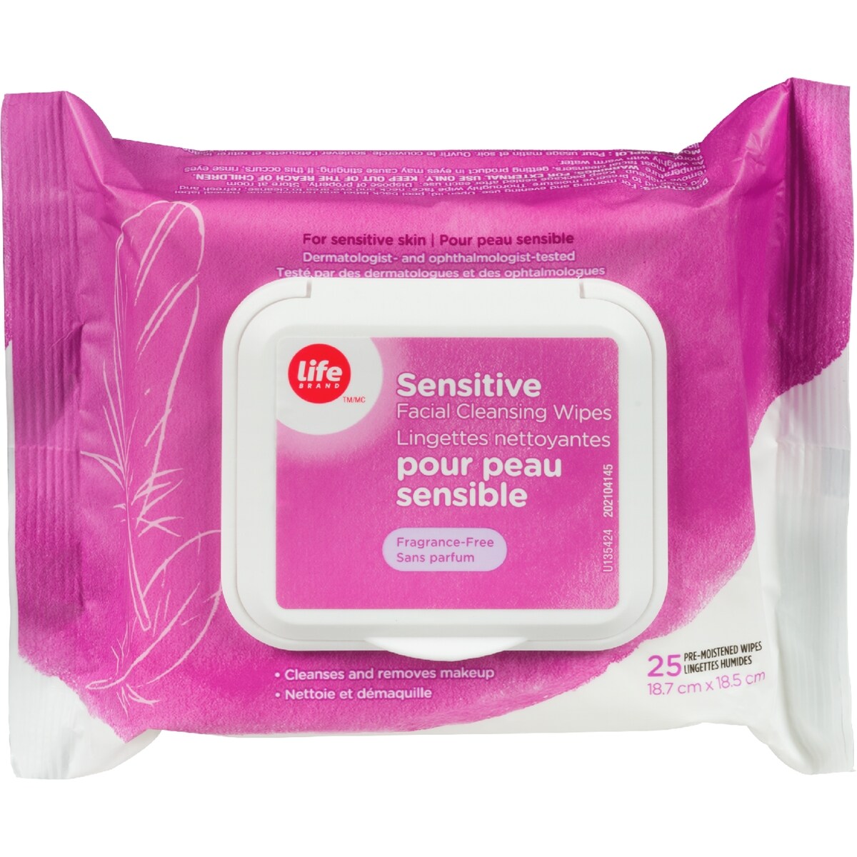 Lingettes nettoyantes pour le visage peau sensible, non parfumées