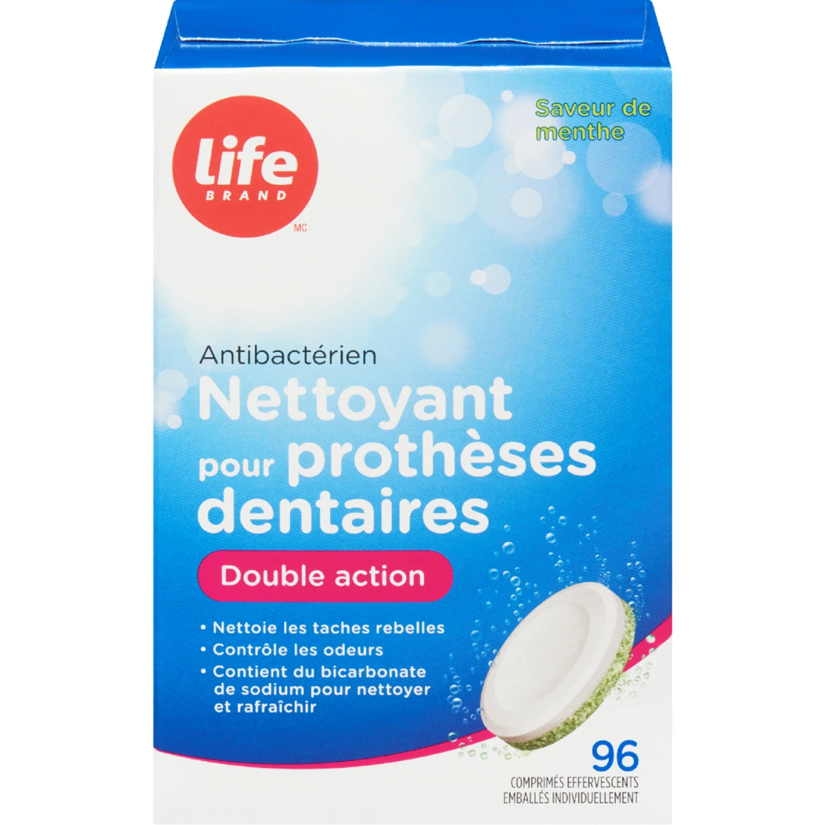 Nettoyant pour dentier double action