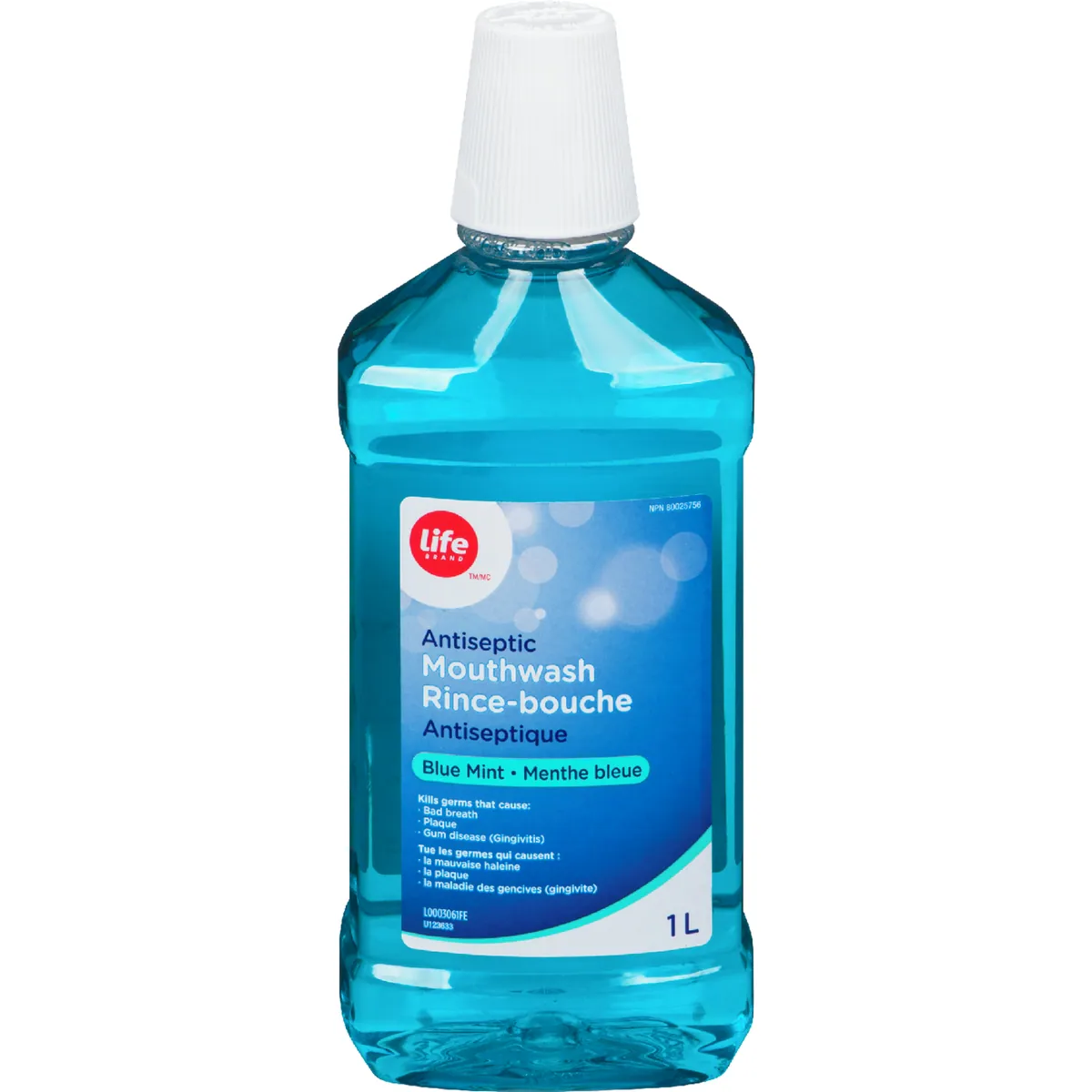 Rince-bouche antiseptique, menthe bleue