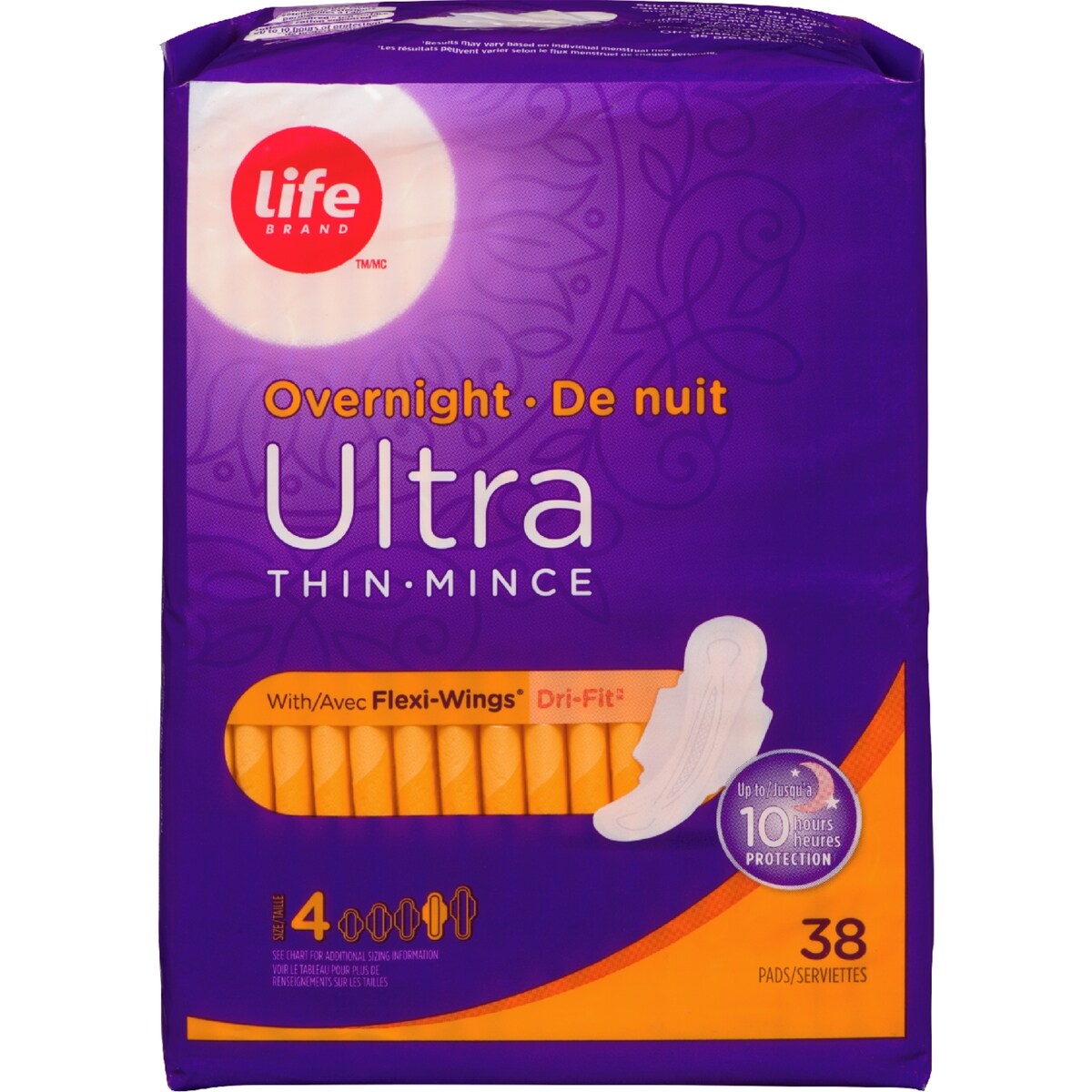 Serviettes de nuit ultra minces, emballage de 38