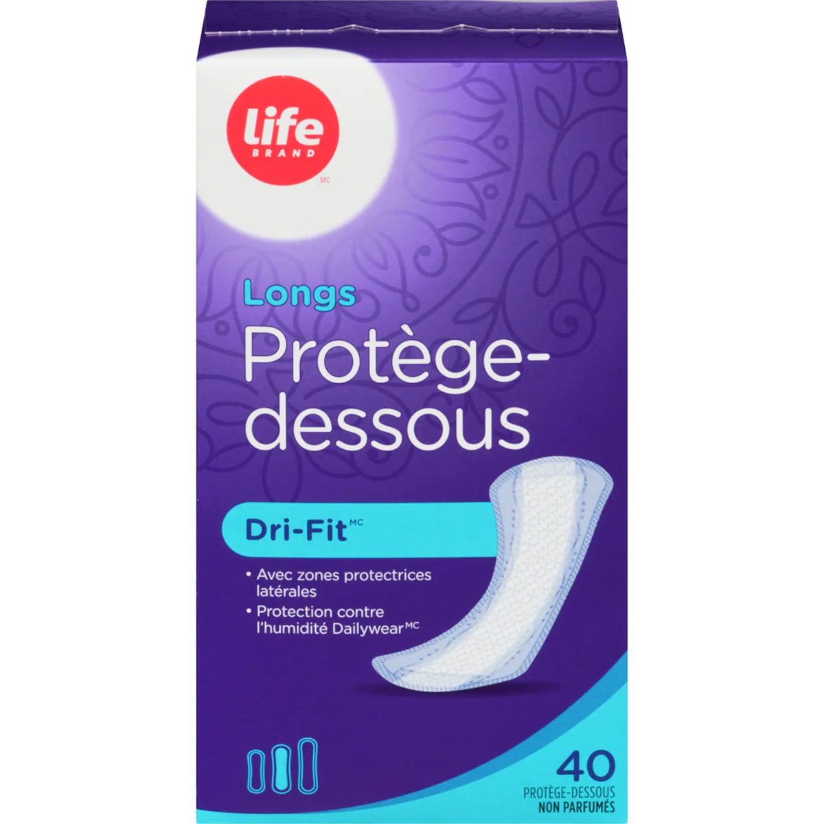 Protège-dessous longs sans parfum, emballage40