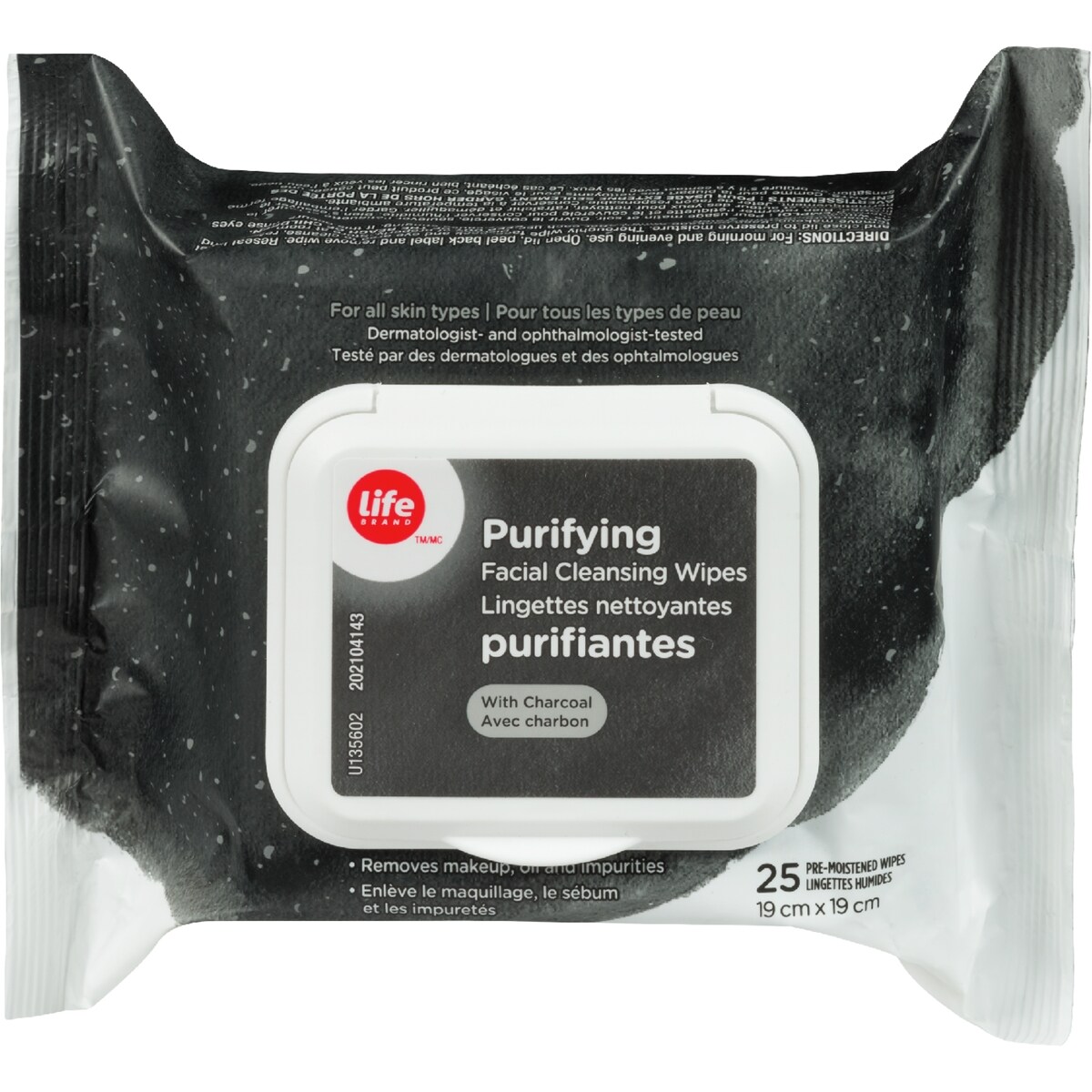 Lingettes nettoyantes purifiantes pour le visage, charbon de bois