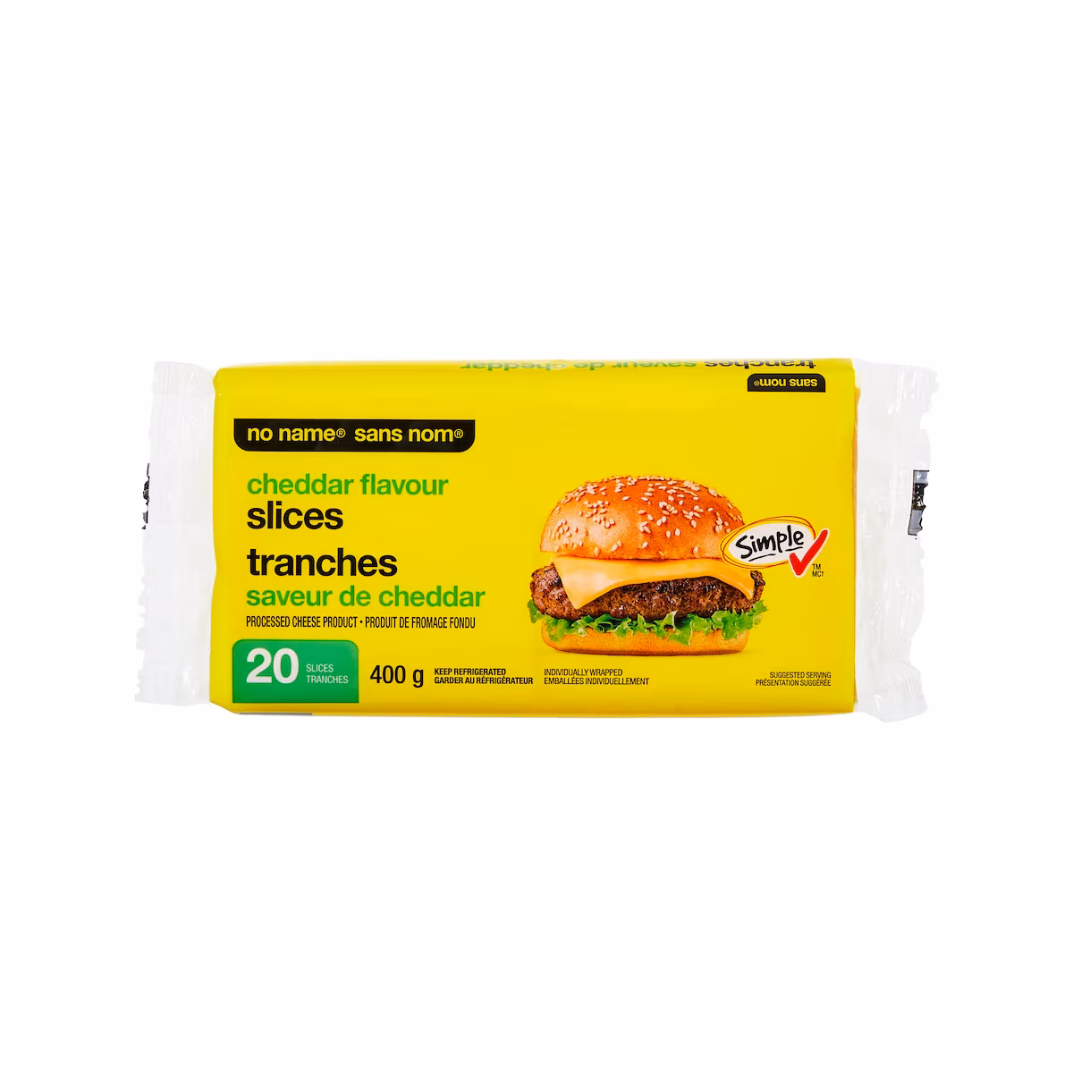 Produit de fromage fondu à saveur cheddar, tranches