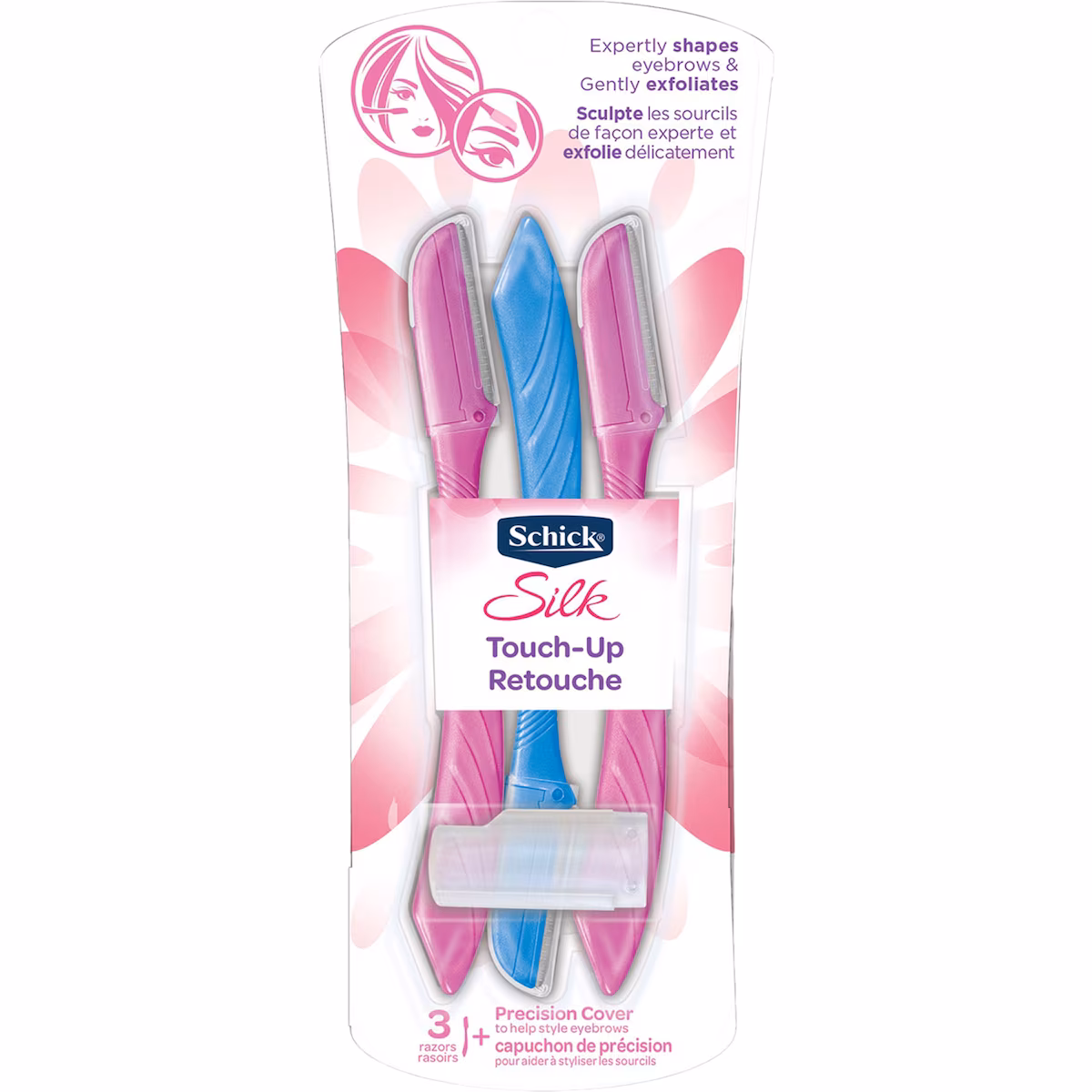 Taille-sourcils et rasoir exfoliant pour le visage Silk Touch Up de Schick, 3u