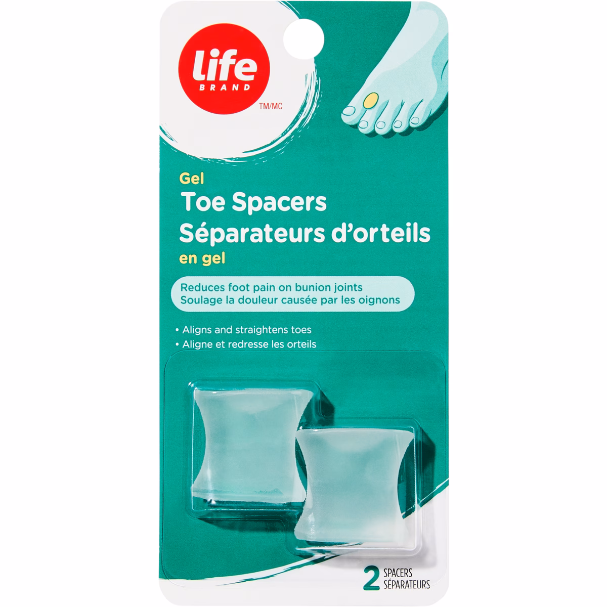 Séparateurs dorteils en gel