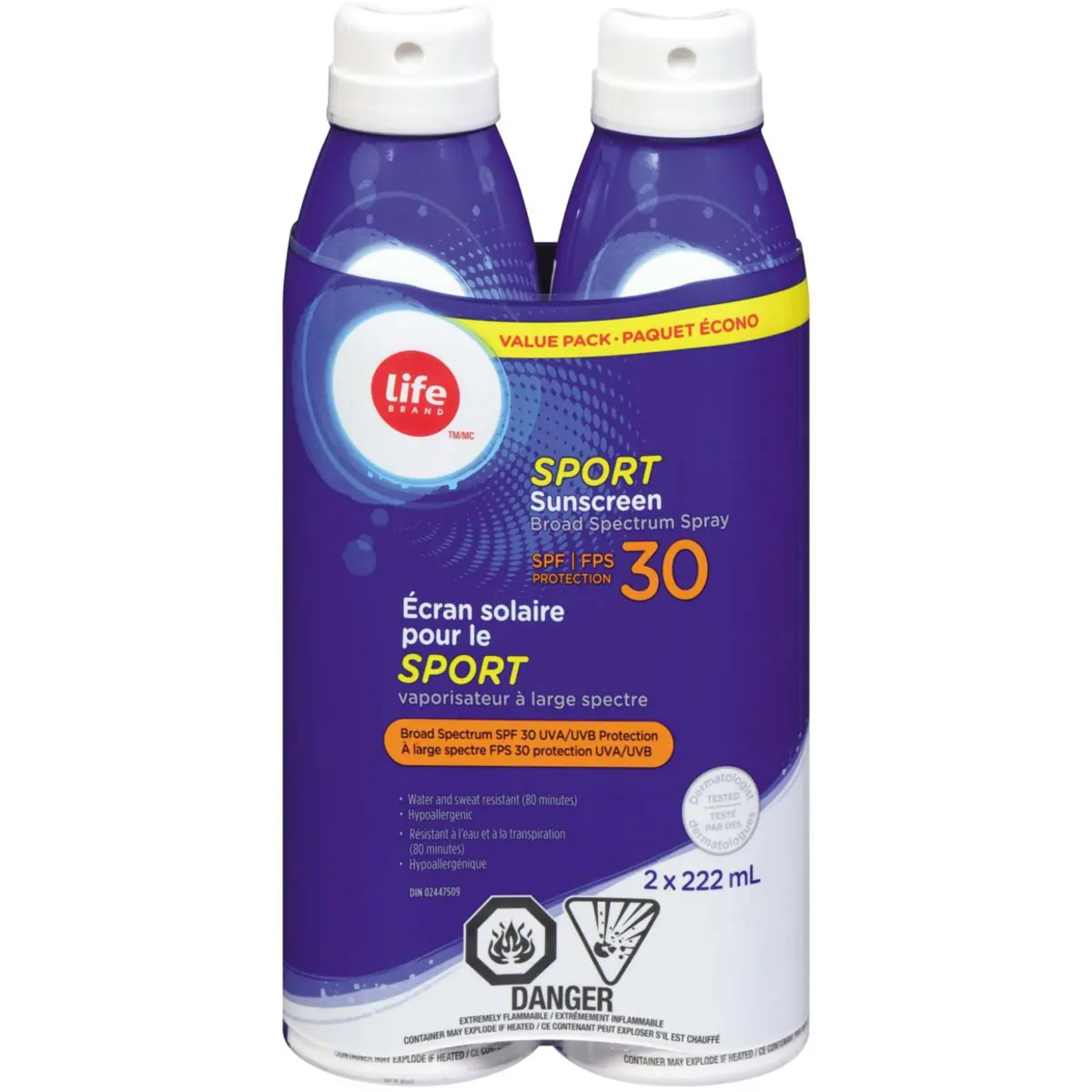 Écran solaire pour les sport à vaporisation continue fps30 paquet écono