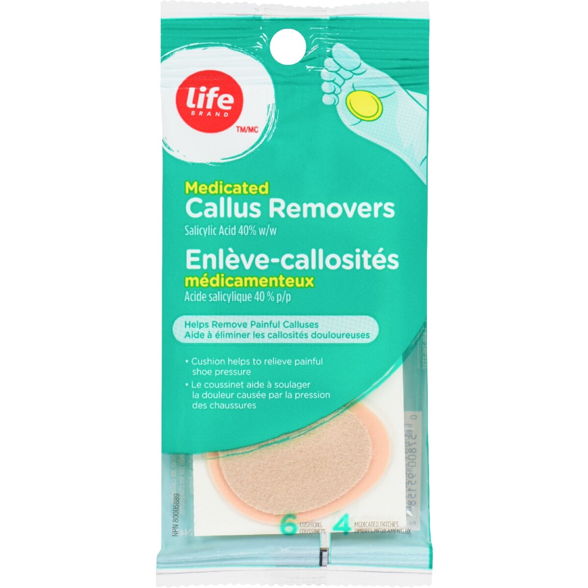 Enlève-callosités médicamenteux, 6coussinets, 4timbres médicamenteux