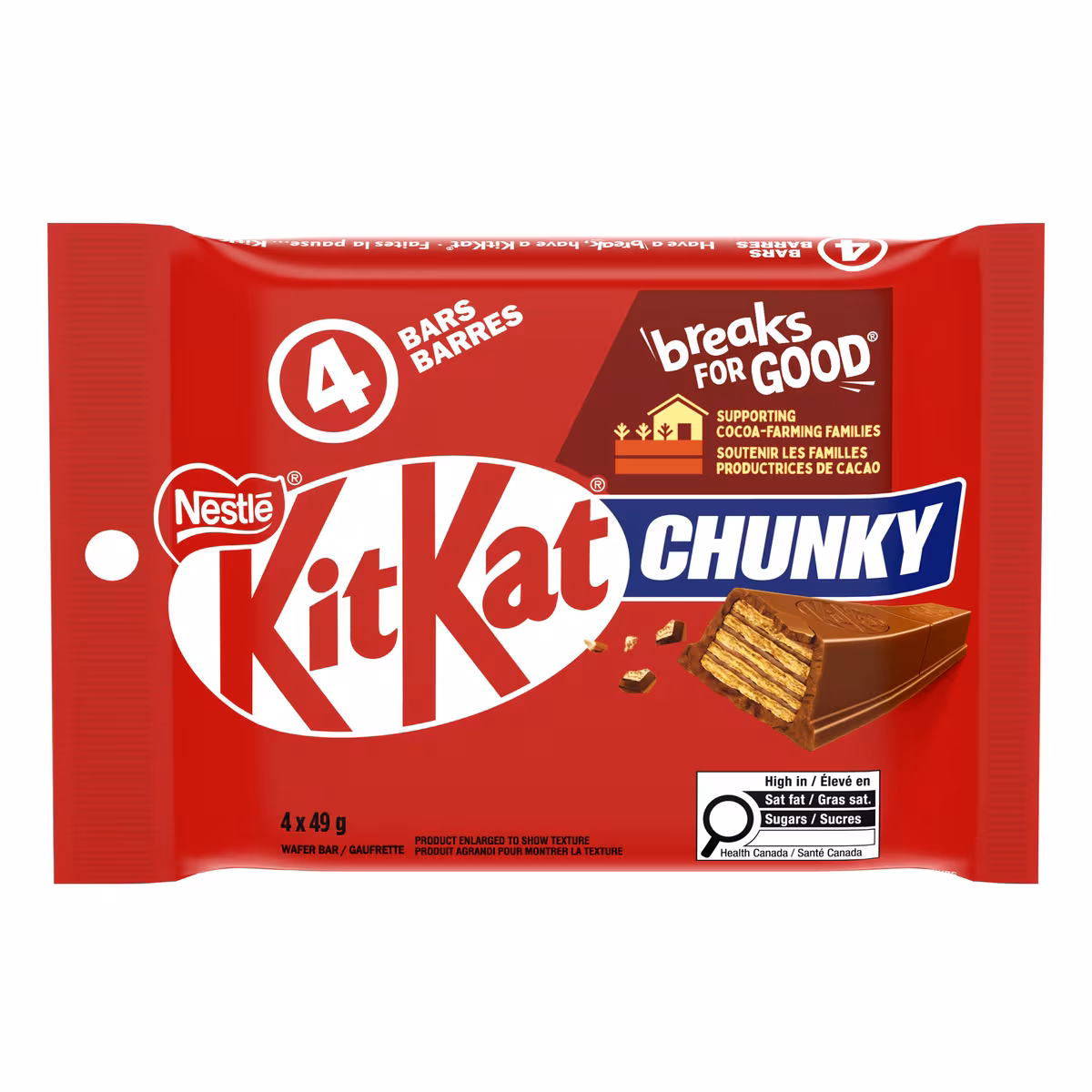 Emballage de gaufrettes chocolat au lait KitKat Chunky