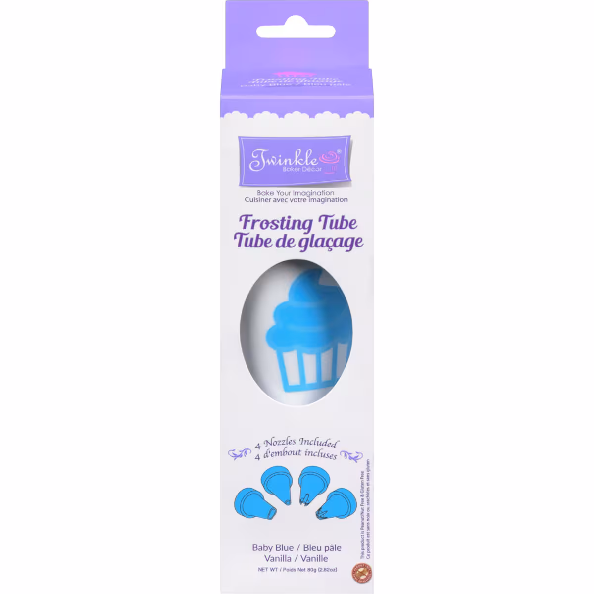 Tube de glaçage bleu layette, vanille