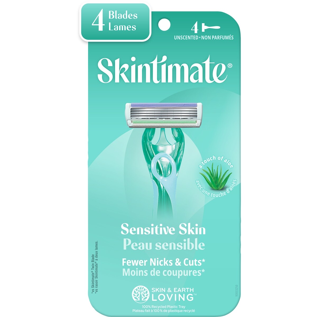 Rasoirs jetables à 4 lames pour femmes de marque Skintimate pour peau sensible, 4u