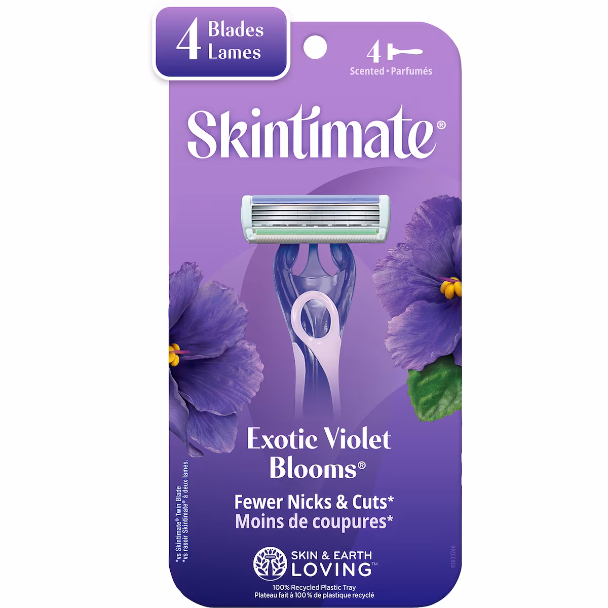 Rasoirs jetables pour femmes au parfum de fleurs de violette exotique de marque Skintimate, 4u