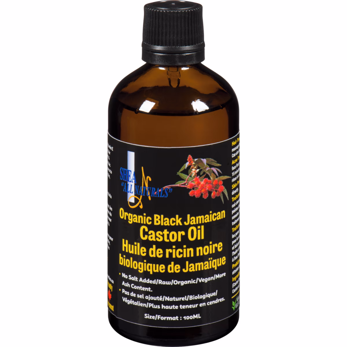 Huile de ricin noire biologique de jamaïque