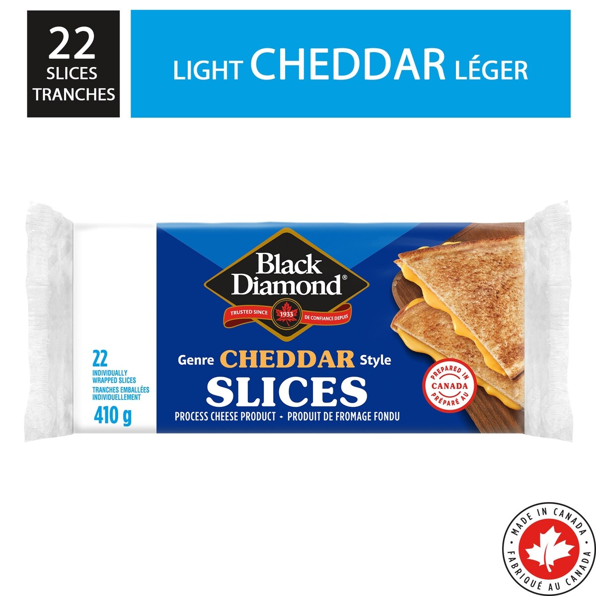 Tranches de fromage cheddar léger.