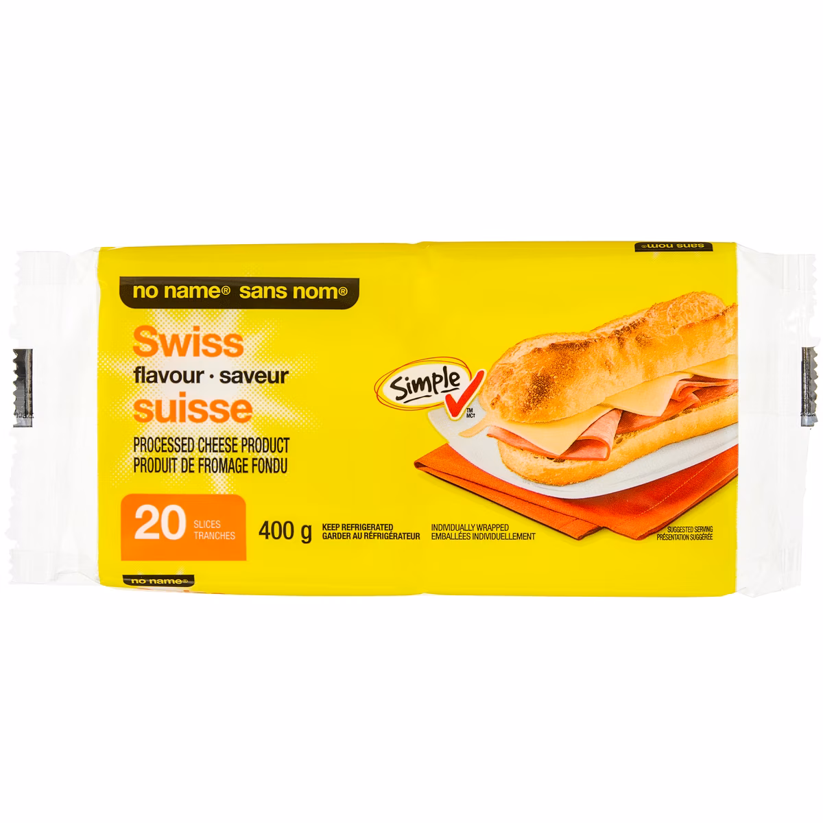 Produit de fromage fondu à saveur suisse, tranches