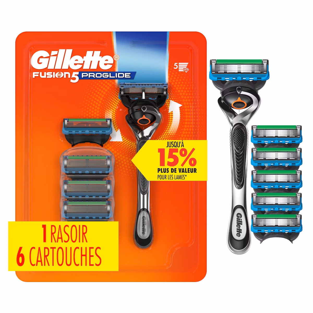 Rasoir ProGlide pour hommes, manche avec 6 cartouches de rechange