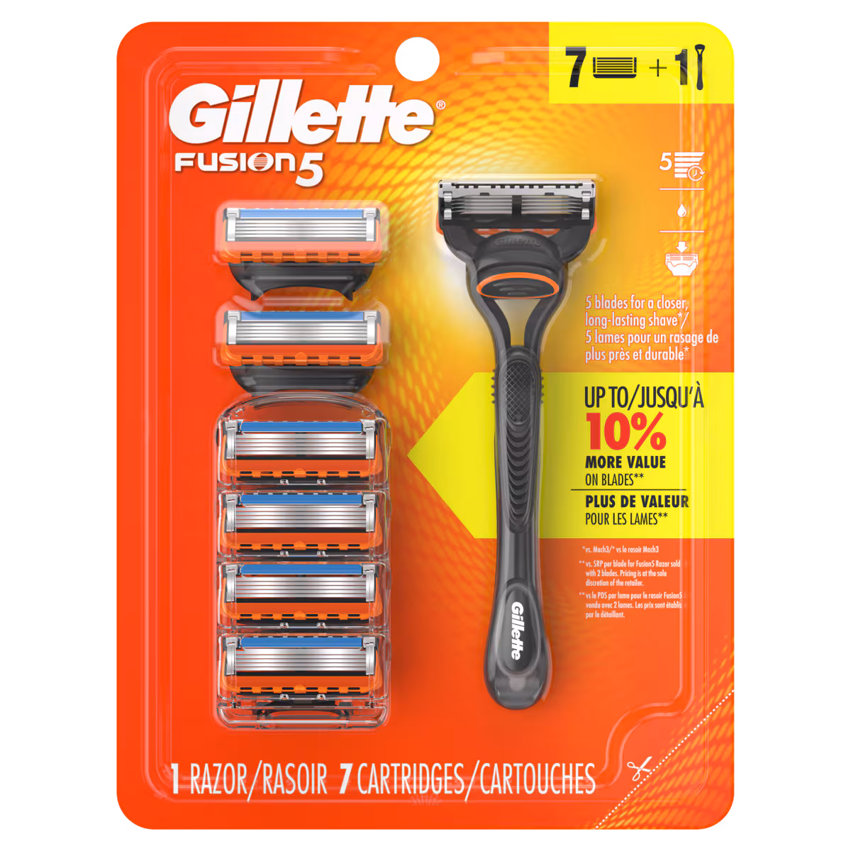 Rasoir  pour hommes, 1 manche de rasoir, 5 cartouches de rechange de rasoir, avec BandeLubri pour un rasage de près