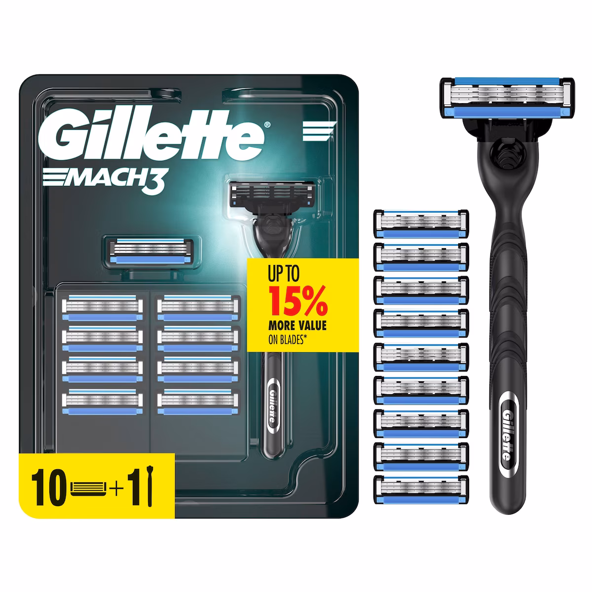 Rasoir  pour hommes, 10 cartouches de rechange
