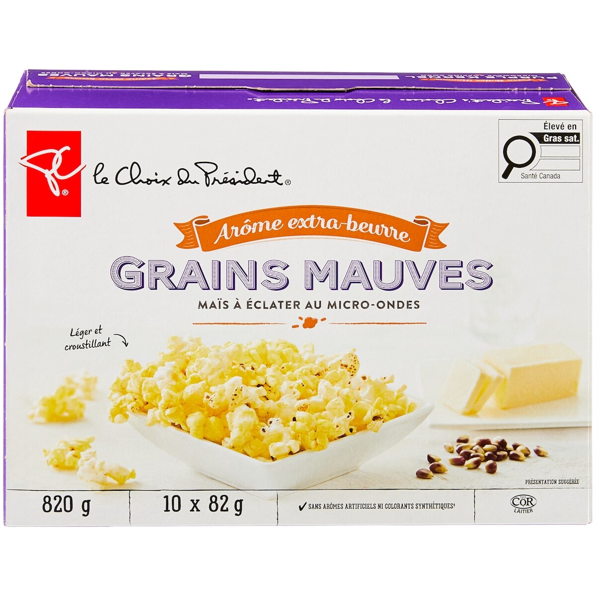 Maïs à éclater au micro-ondes à grains mauves, arôme extra-beurre