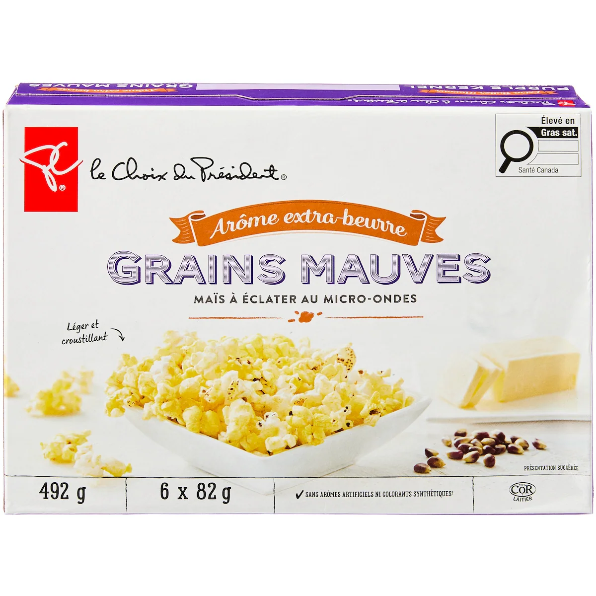 Maïs à éclater au micro-ondes à grains mauves, arôme extra-beurre