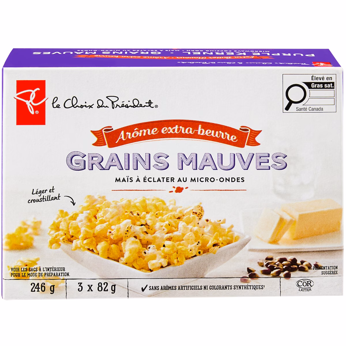Maïs à éclater au micro-ondes à grains mauves, arôme extra-beurre