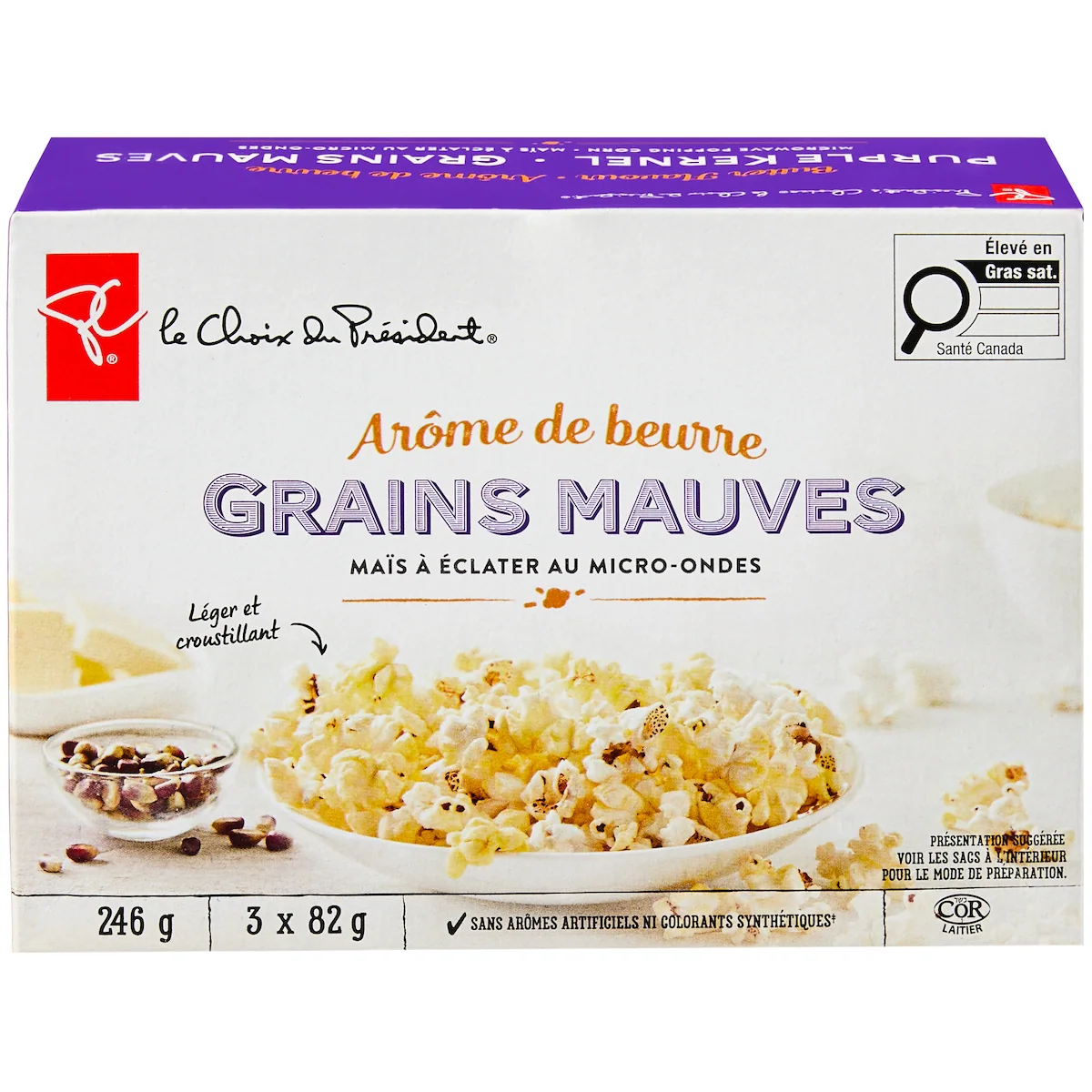 Maïs à grains mauves à éclater au micro-ondes à arôme de beurre