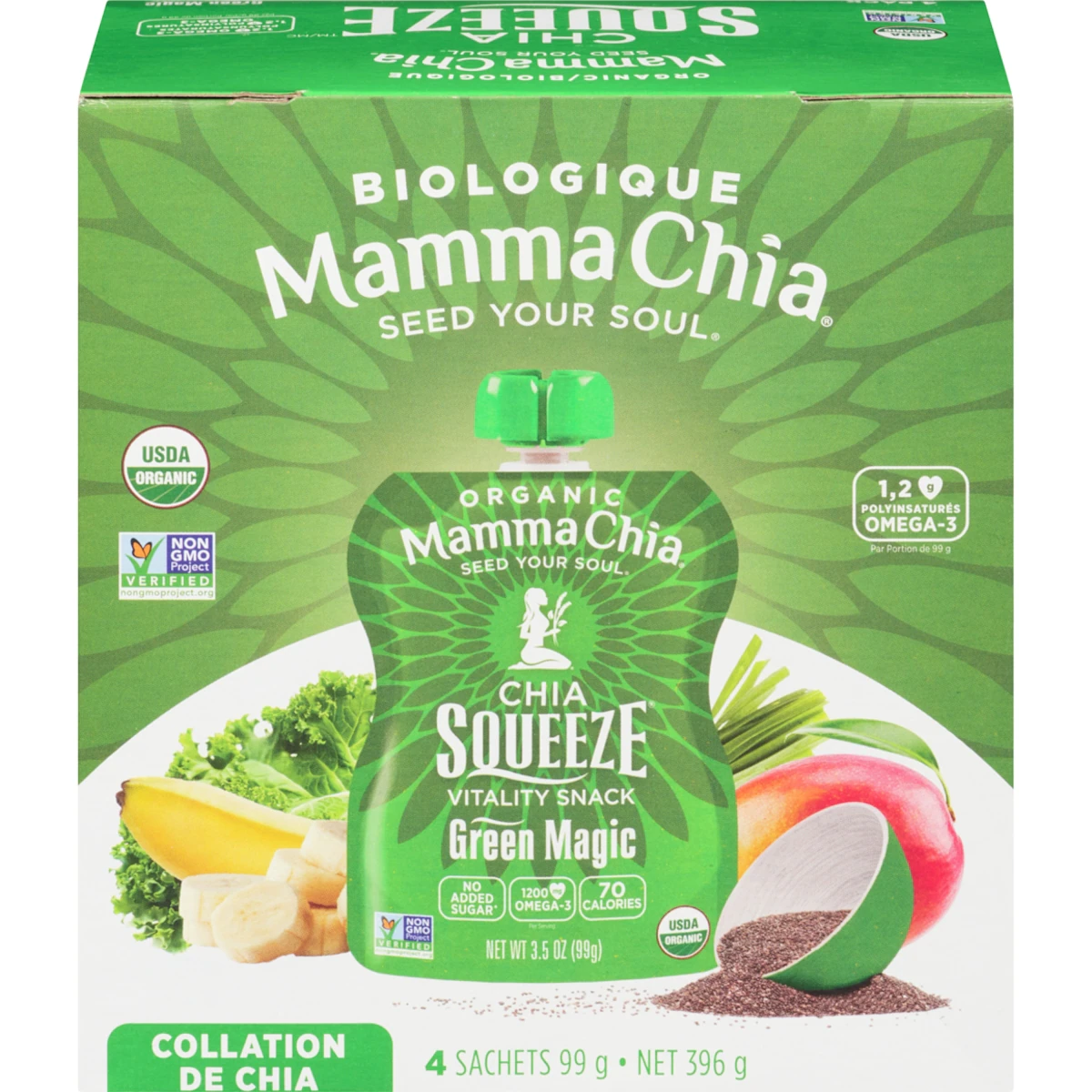 Chia squeeze collation de chia magie verte biologique