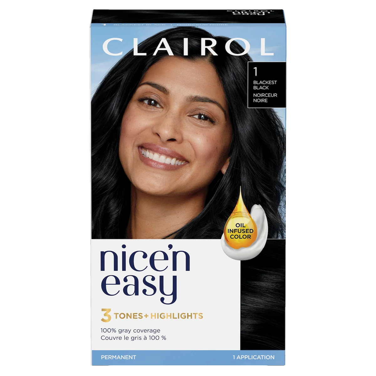 Nice'n Easy 1 Noirceur Noir, Coloration permanente, Couleur d'aspect naturel supérieur