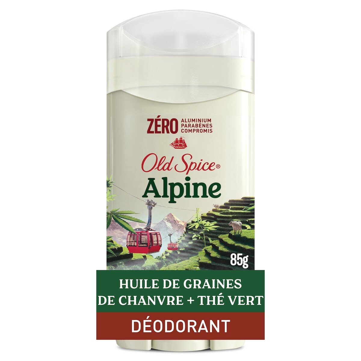 Désodorisant Old Spice pour hommes, Alpine avec huile de chanvre, sans aluminium, inspiré de la nature