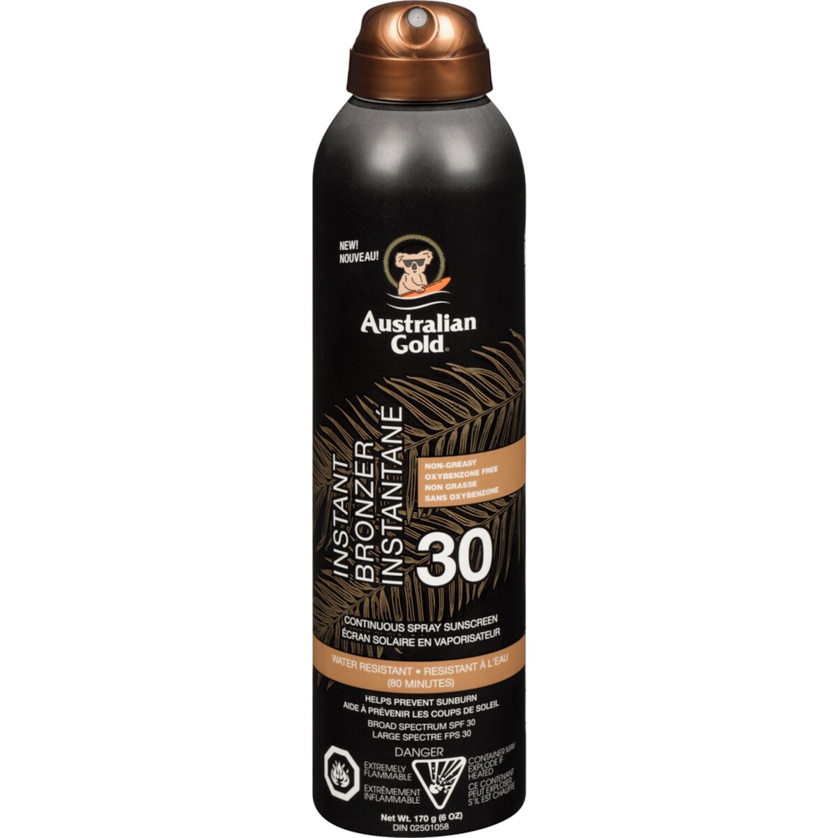 Écran solaire en vaporisateur bronzer instantané large spectre fps 30
