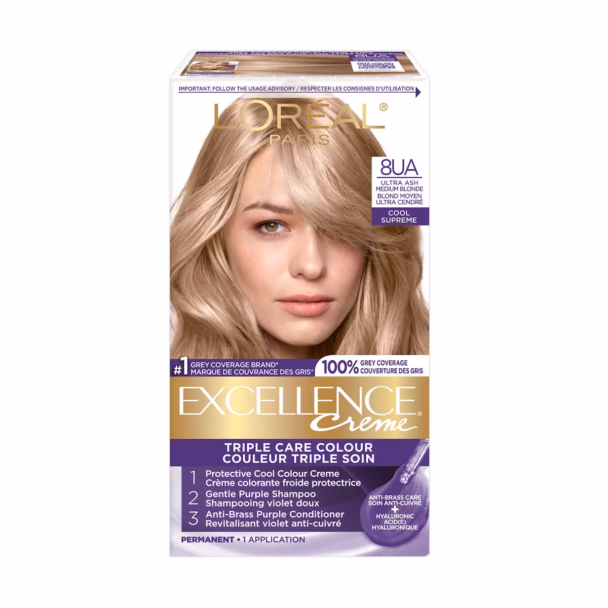 Excellence creme triple protection colour permanent 8ua blond moyen ultra cendré