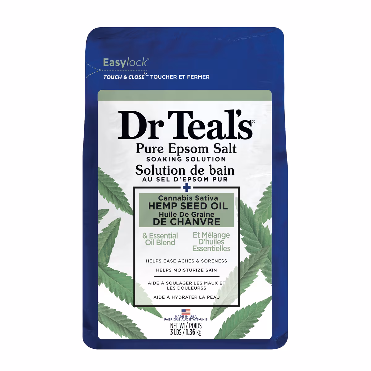 Solution de bain au sel d'epsom pur cannabis sativa huile de chanvre avec mélange d'huiles essentielles