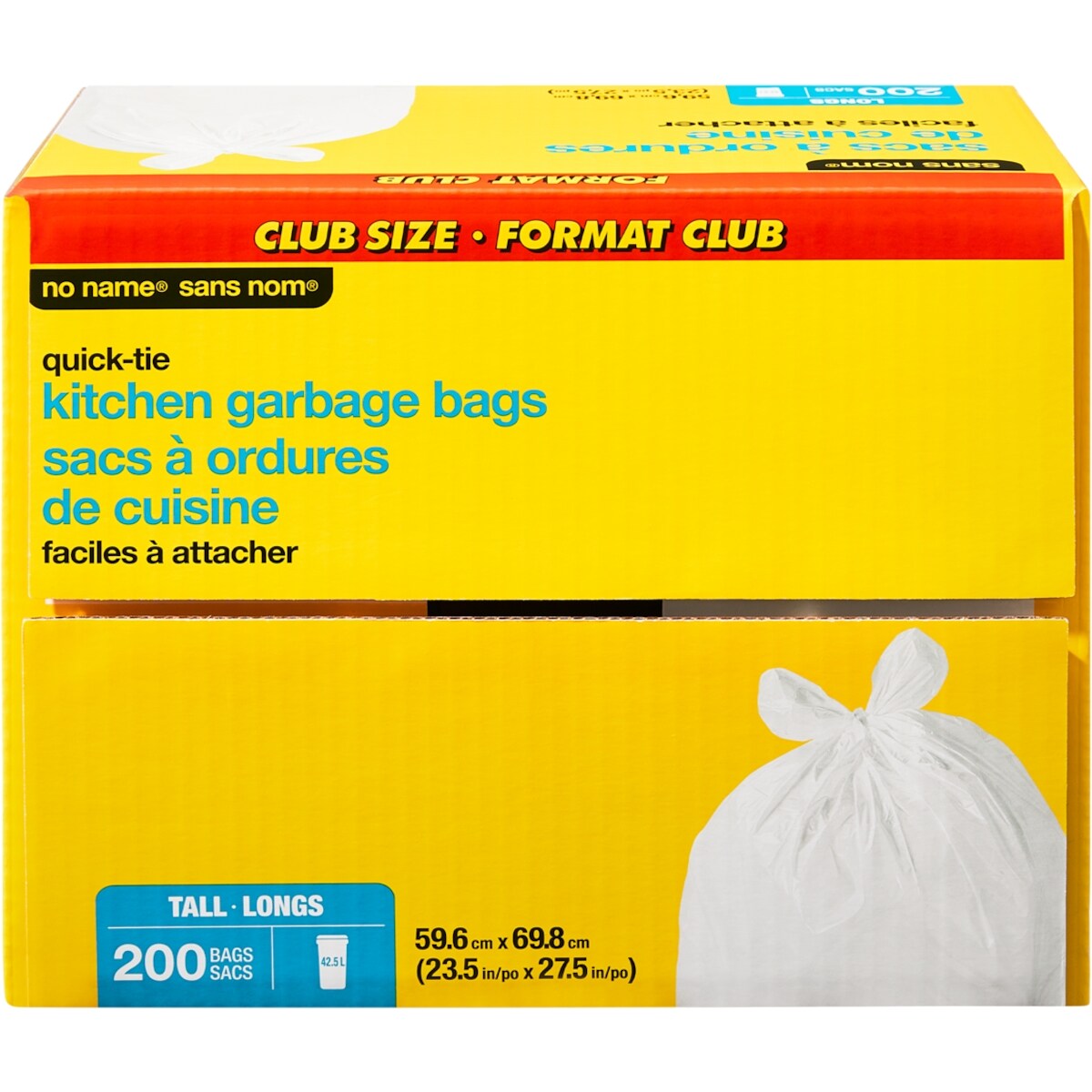 Sacs à ordures de cuisine faciles à attacher, longs, format club