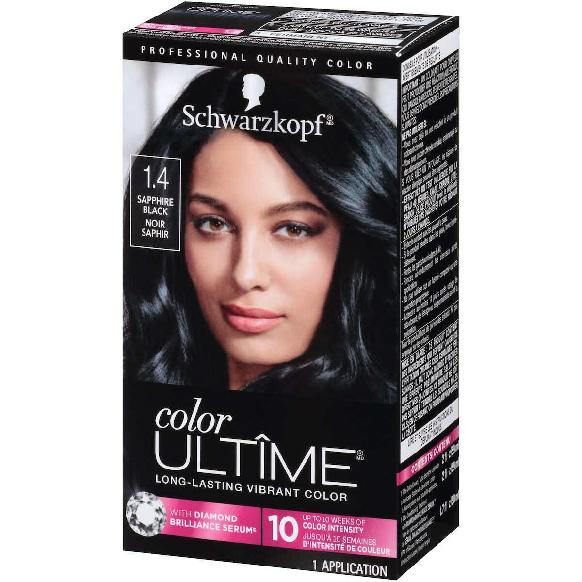 Color Ultime  Crème colorante permanente pour cheveux  noir saphir 1.4