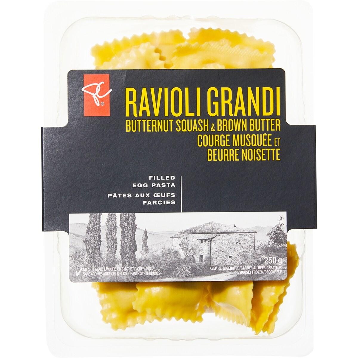 Ravioli grandi à la courge musquée et au beurre brun