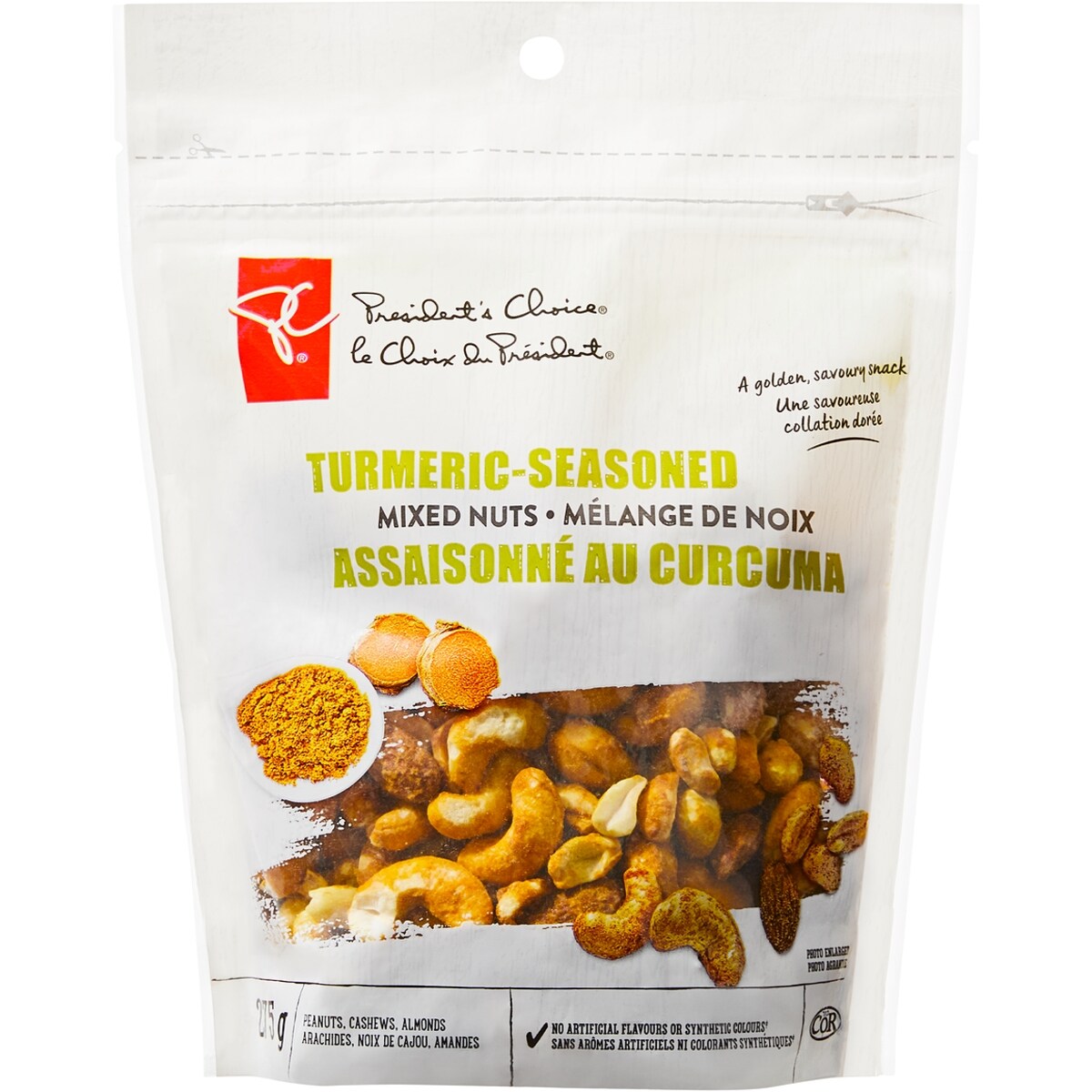 Noix mélangées assaisonnées au curcuma