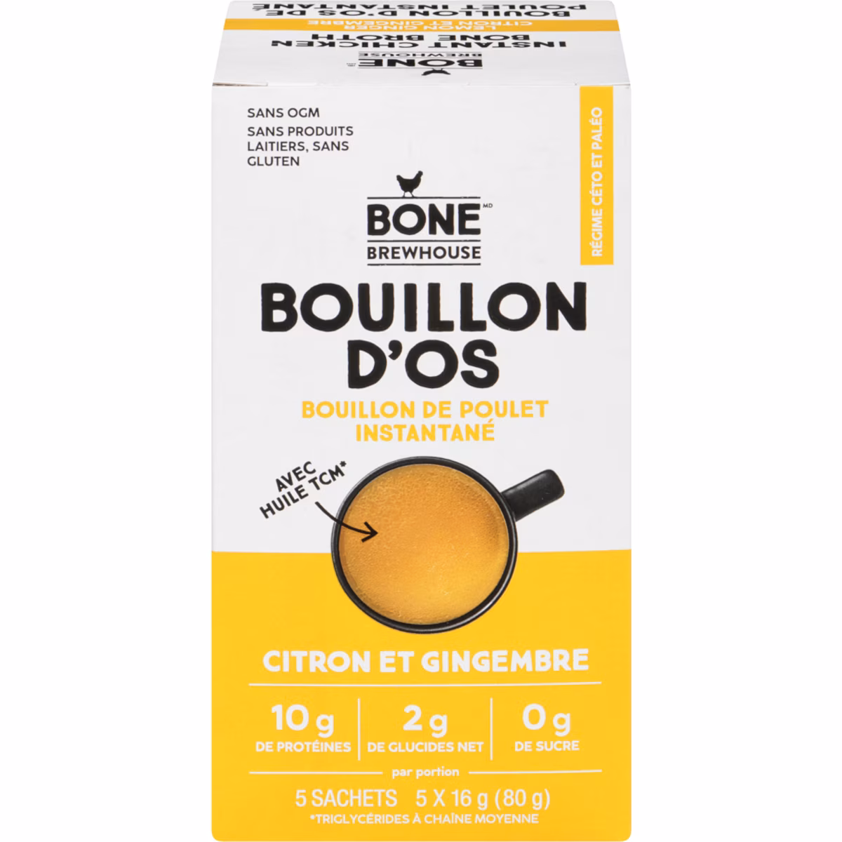 Bouillon D'Os De Poulet Instantané Citron Et Gingembre