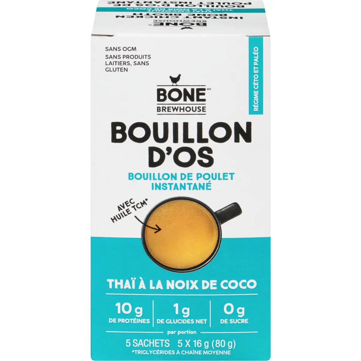 Bouillon D'Os De Poulet Instantané  Thaï À La Noix De Coco