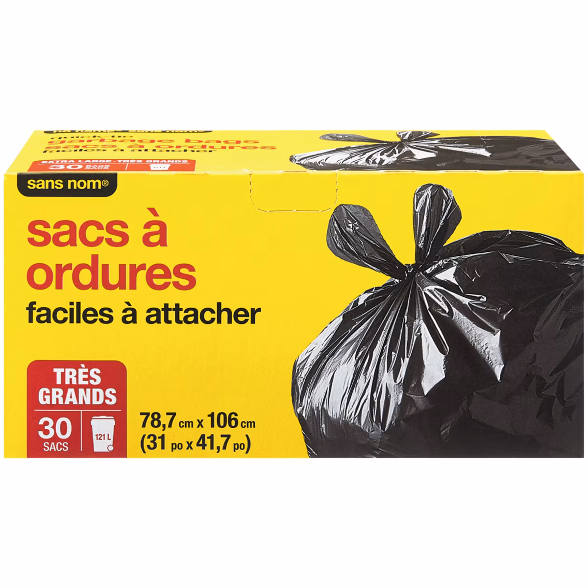 Sacs à ordures faciles à attacher très grand