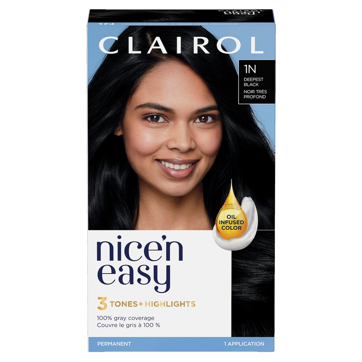 Nice'n Easy 1N Noir Très Profond, Coloration permanente, Couleur d'aspect naturel supérieur