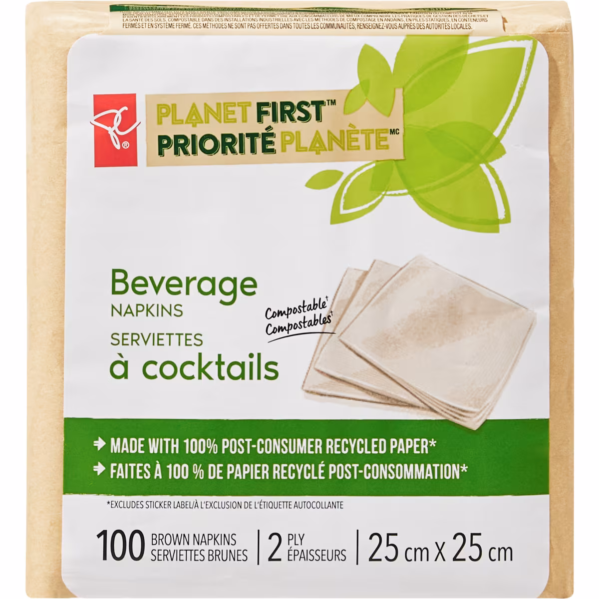 Serviettes a cocktails Priorité Planète