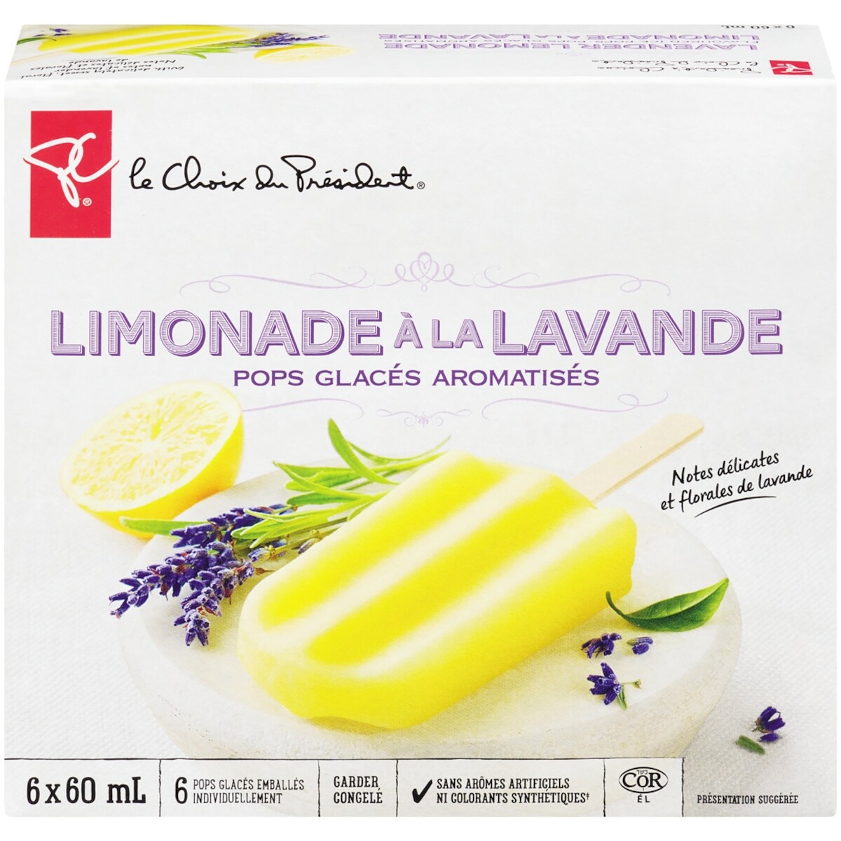 Pops glacés aromatisés limonade à la lavande