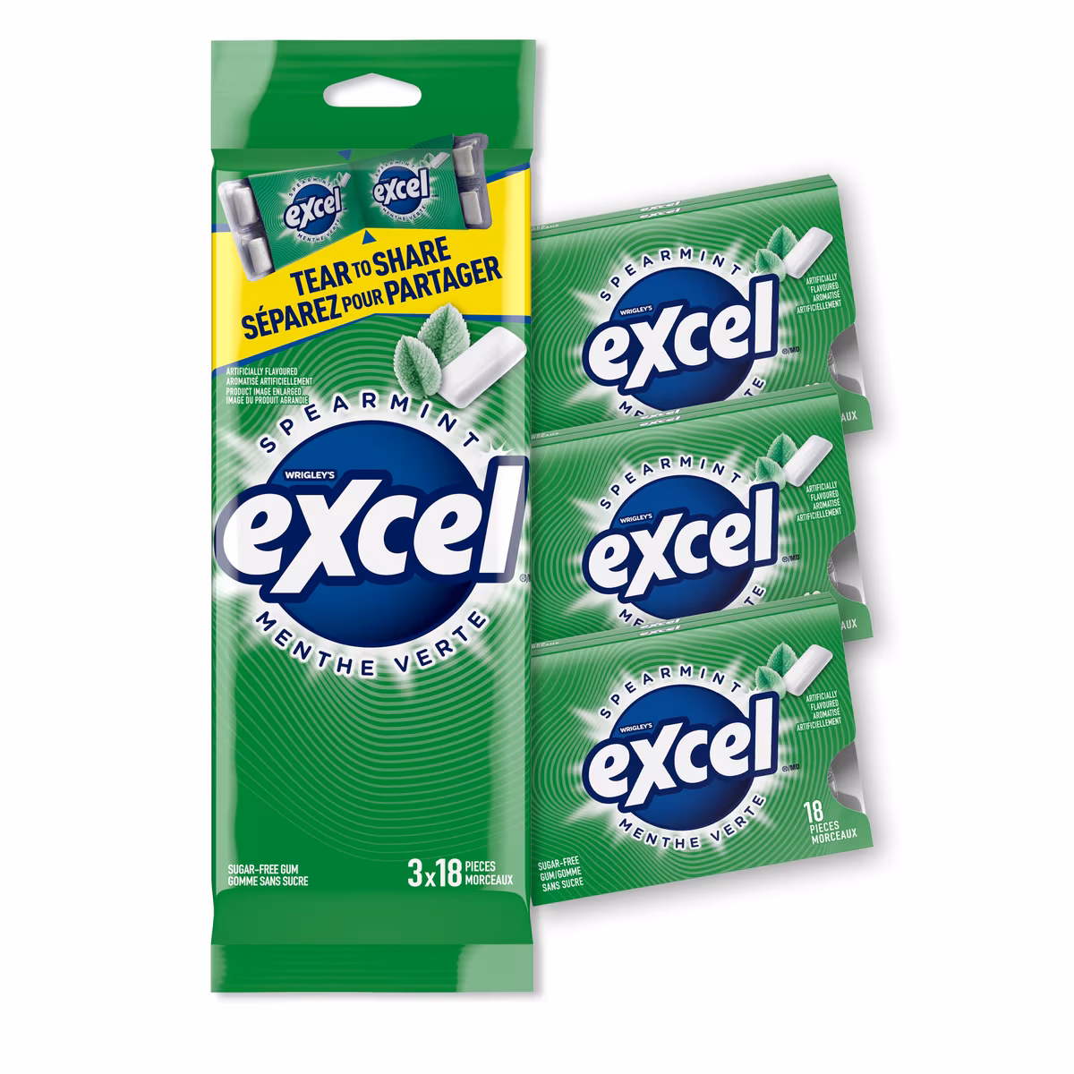 Excel Menthe verte, gomme à mâcher sans sucre