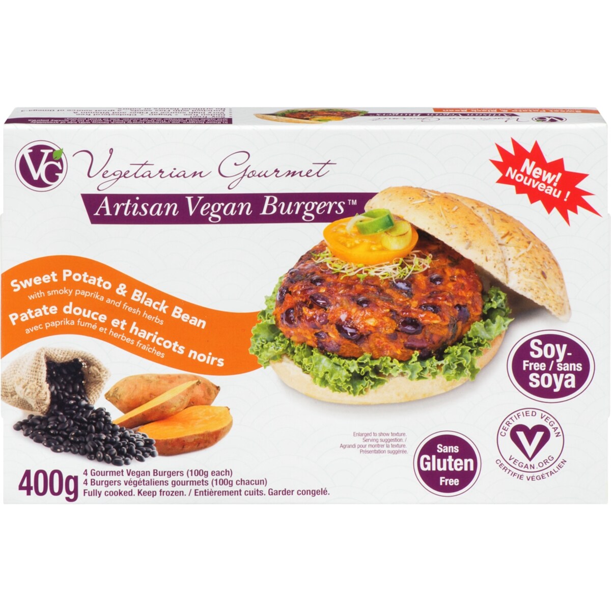 Burger végé patate douce et haricot noir