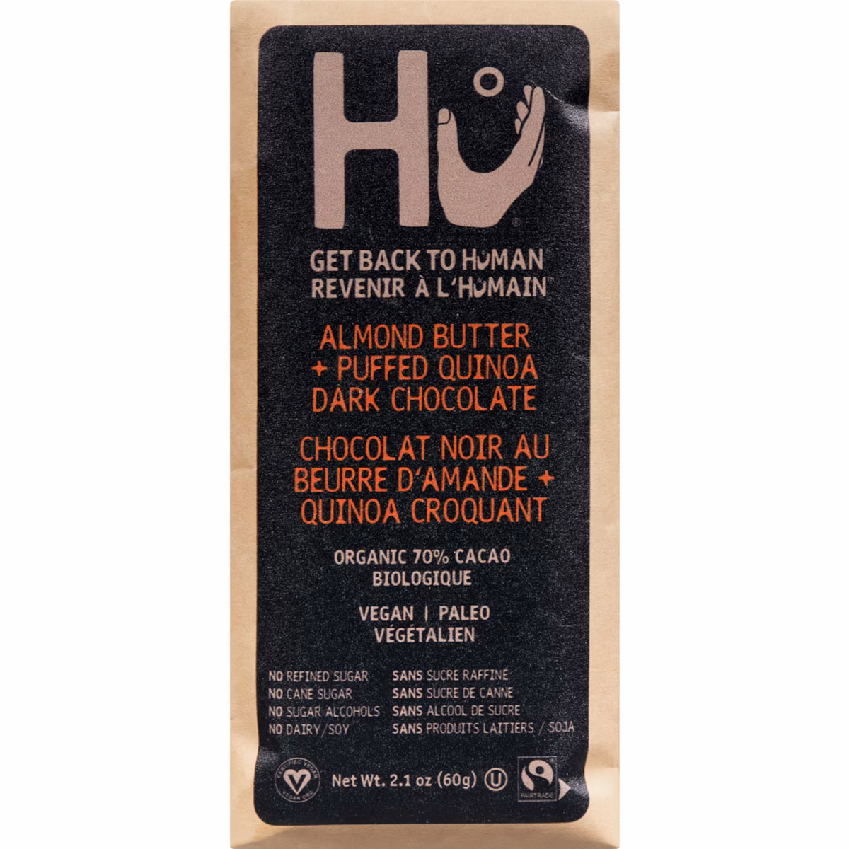 Chocolat noir au beurre d'amande + quinoa croquant