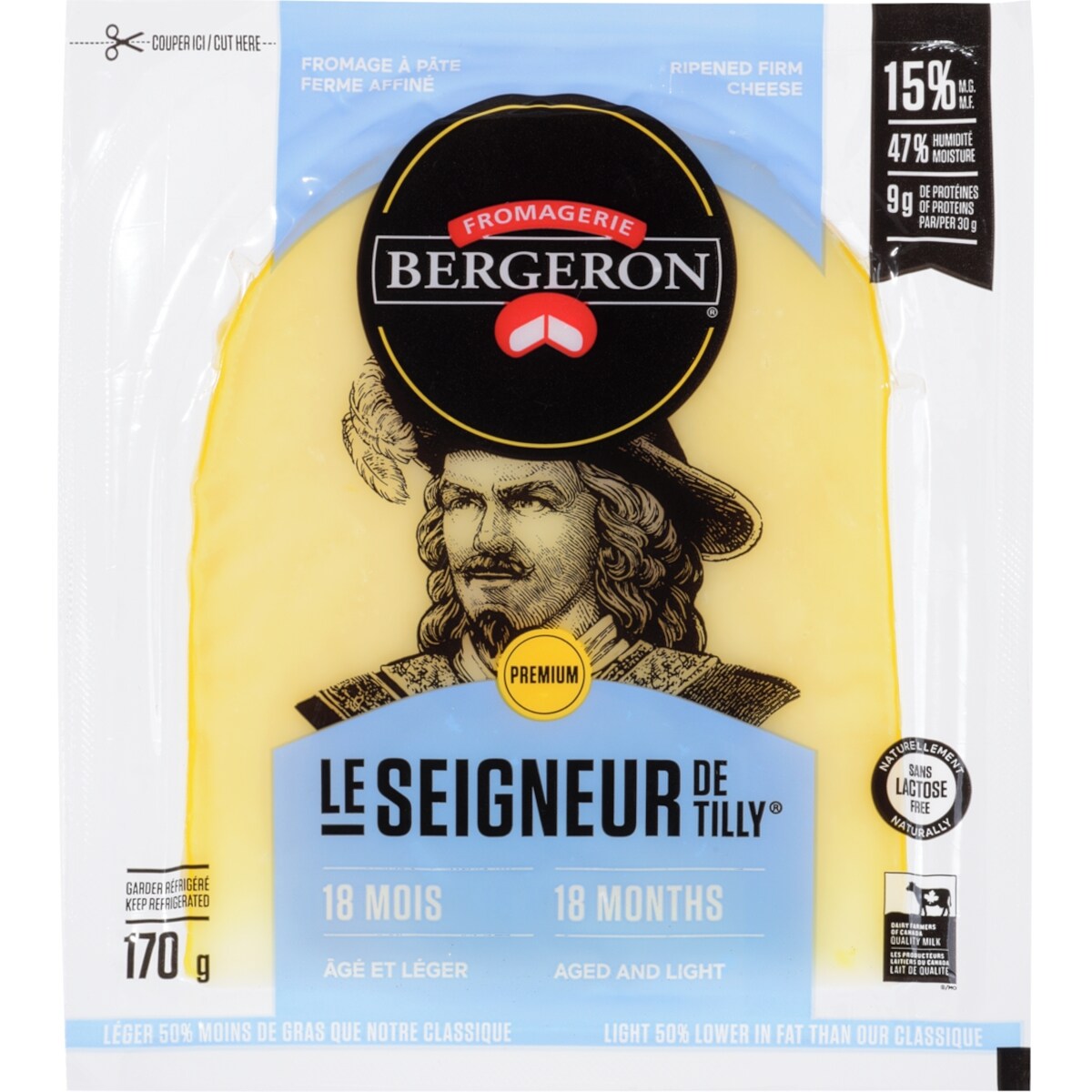 Le seigneur de tilly fromage à pâté ferme affiné 18 mois âgé et léger 15% m.g.