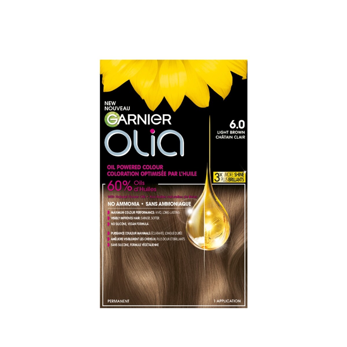 Coloration optimisée par l'huile 6.0 châtain clair