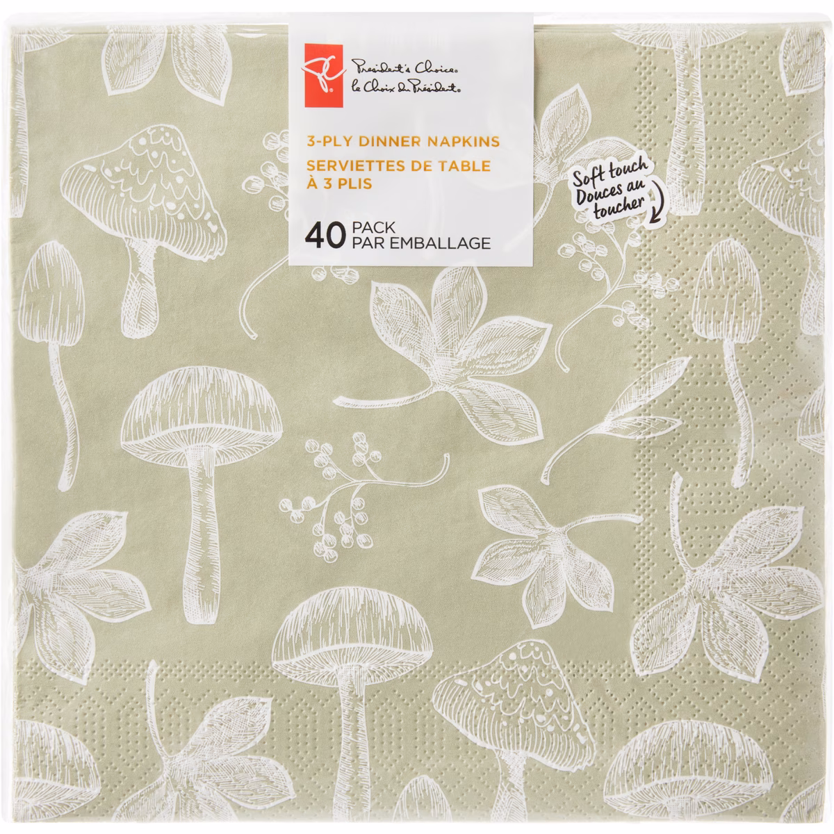 Serviettes de table 3 plis, Soft Touch, paquet de 40