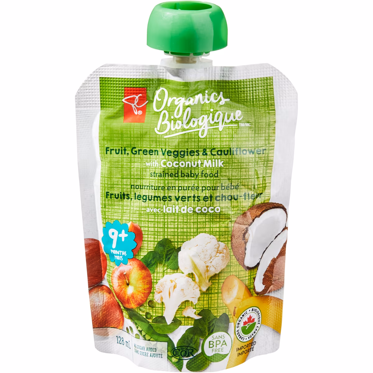 Nourriture pour bébé, fruits, légumes verts et chou-fleur